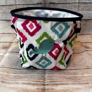 Thirty-One Pink and Blue Storage Bin with Geometric Pattern